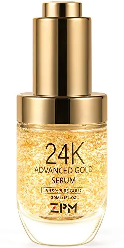 24K Gold Anti Aging Face Serum Moisturizer Enriched with Vitamin C Serum, Hyaluronic Acid, Vitamin E Cream for Day and Night Wrinkle Reduction, Re-activate Skin Youth (1FL.OZ)
