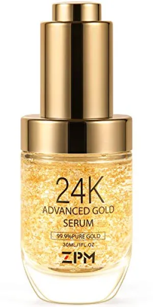24K Gold Anti Aging Face Serum Moisturizer Enriched with Vitamin C Serum, Hyaluronic Acid, Vitamin E Cream for Day and Night Wrinkle Reduction, Re-activate Skin Youth (1FL.OZ)