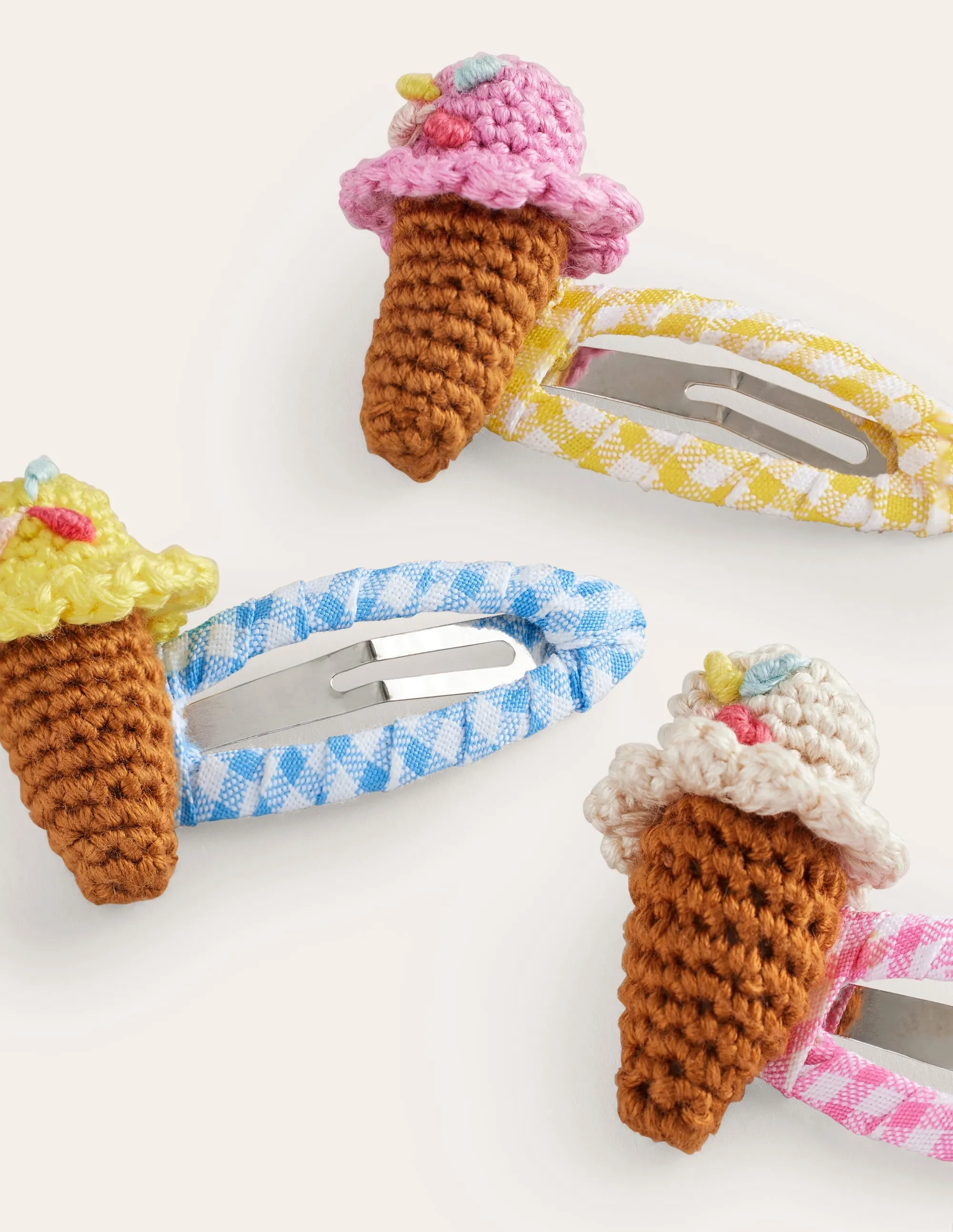 3 Pack Hair Clips-Gingham Ice Creams