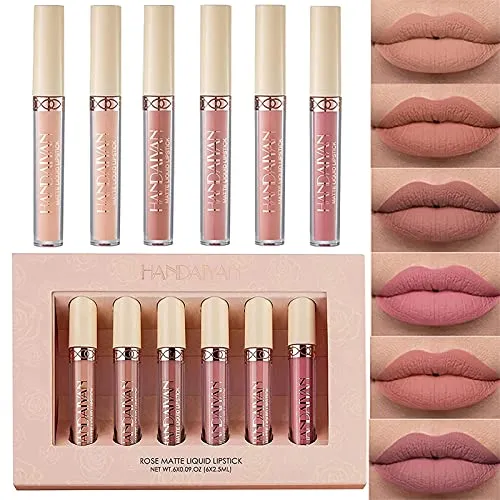 6 Pcs Nude Colors Long Lasting, Waterproof Liquid Lip Gloss Set