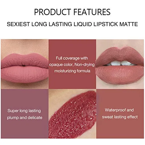 6 Pcs Nude Colors Long Lasting, Waterproof Liquid Lip Gloss Set