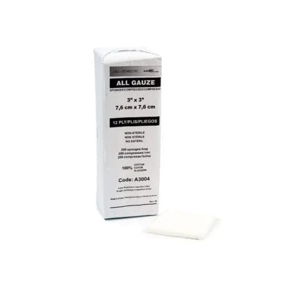 AMD Medicom Ritmed All Gauze Sponges, 12 Ply, Sterile, 4" x 4"