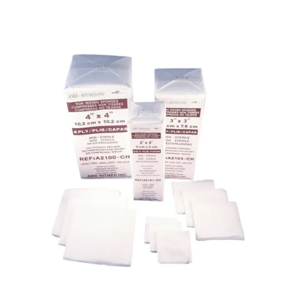 AMD Medicom Ritmed Non Woven Gauze Sponges, 4" x 4", 6 Ply, Sterile