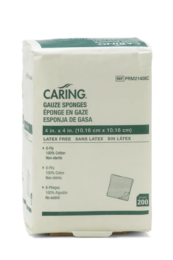 Caring Woven Non-Sterile Gauze Sponges, Case of 4000, 10 Pack (40000 Total)