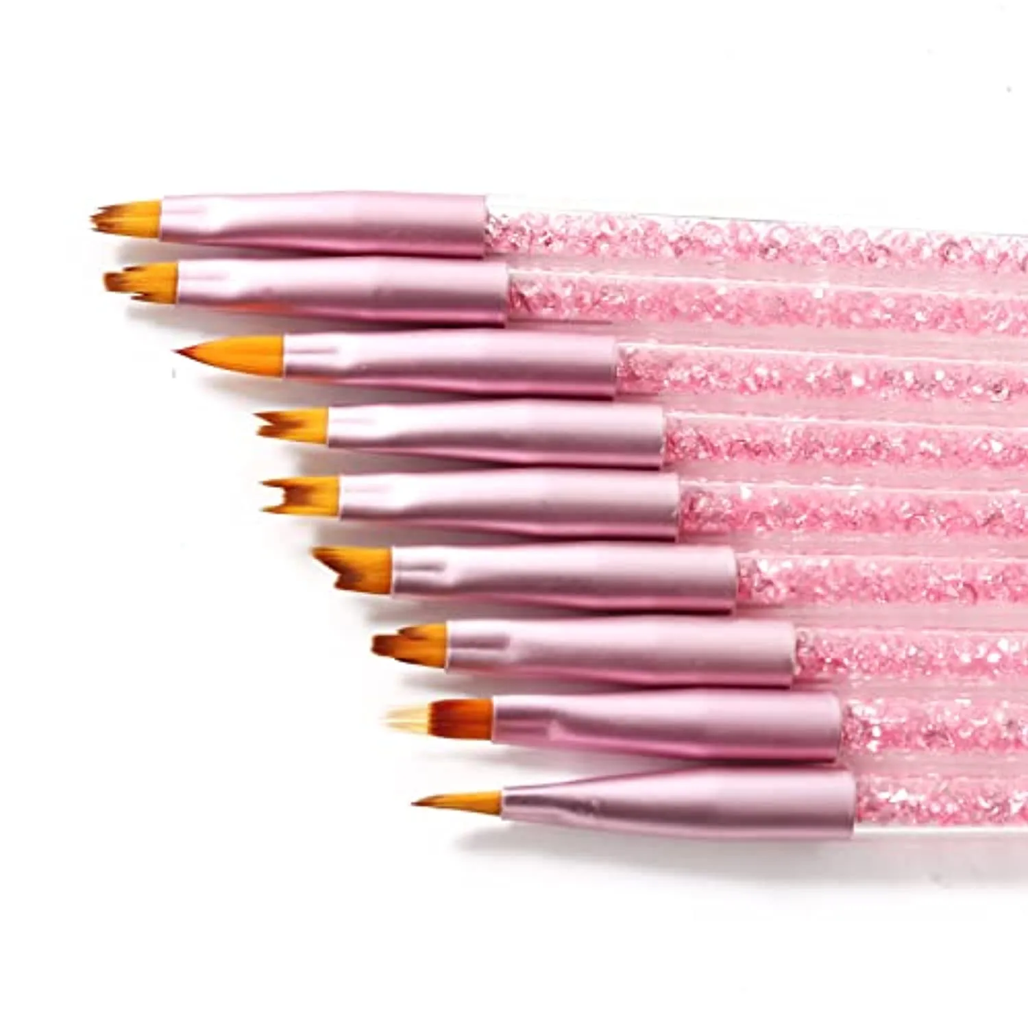 DouborQ 9 Pcs Nail Brush Pen Gradient Painting Brush Set UV Gel Flower Drawing Tool for Professional Salons and Home DIY nail art (Pink 9 Pcs/set)