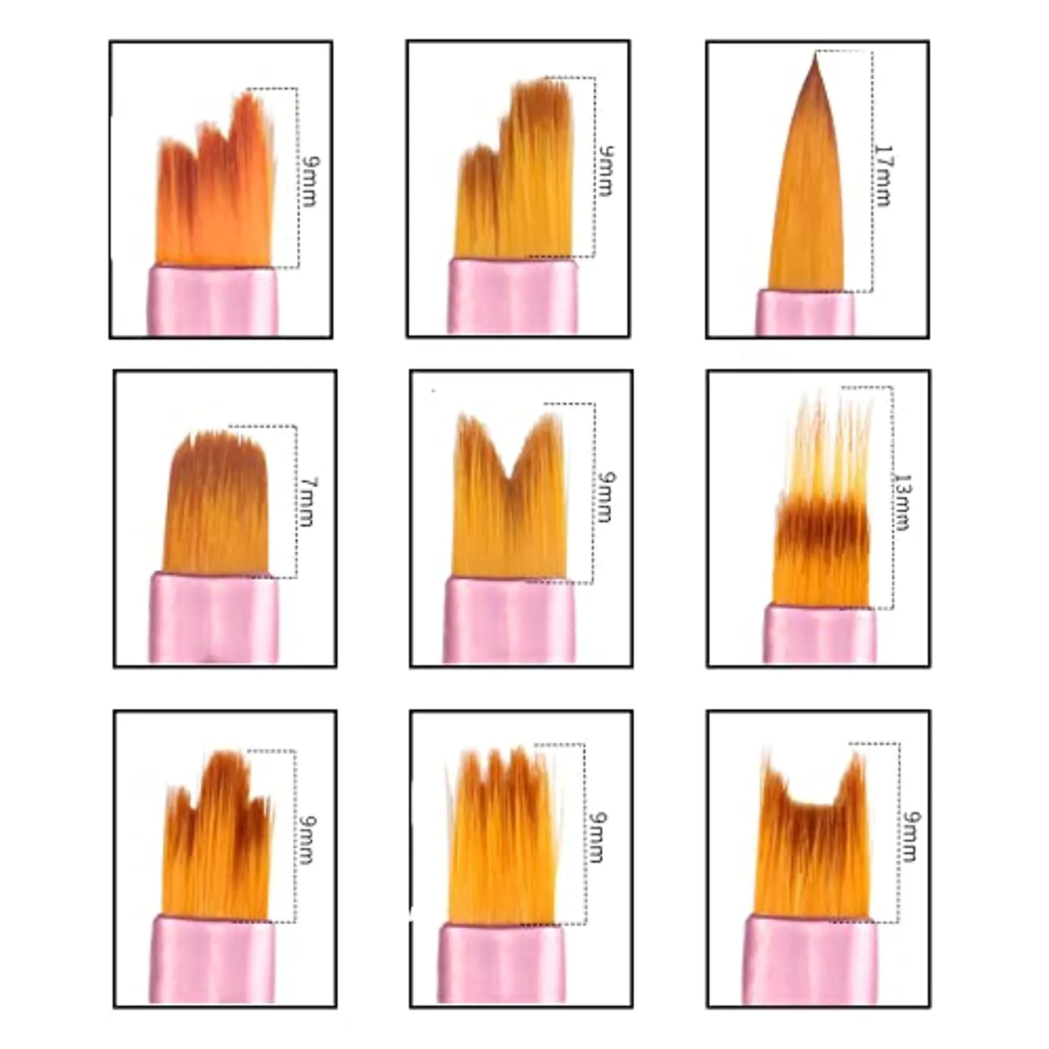 DouborQ 9 Pcs Nail Brush Pen Gradient Painting Brush Set UV Gel Flower Drawing Tool for Professional Salons and Home DIY nail art (Pink 9 Pcs/set)