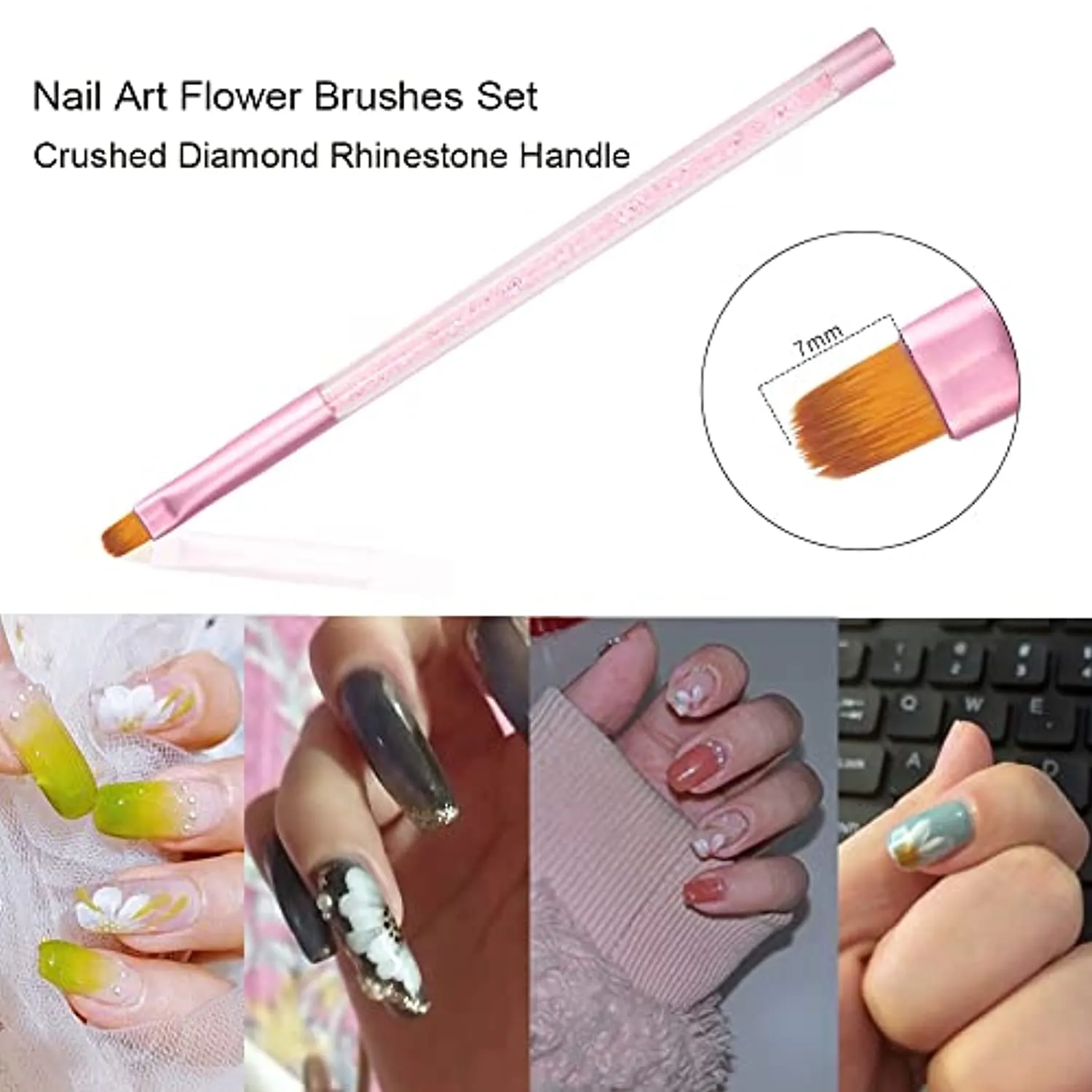 DouborQ 9 Pcs Nail Brush Pen Gradient Painting Brush Set UV Gel Flower Drawing Tool for Professional Salons and Home DIY nail art (Pink 9 Pcs/set)