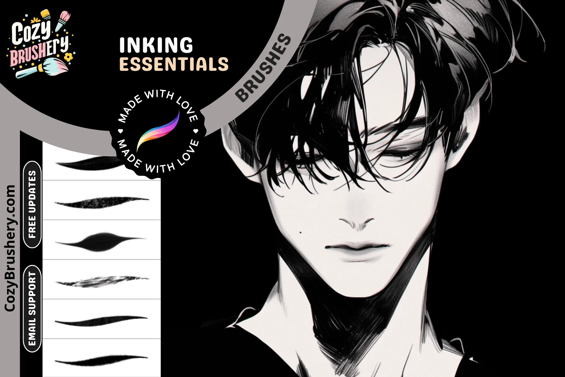 FREE Procreate LineArt Legends: 8 Free Precise Inking Brushes for Flawless Outlines