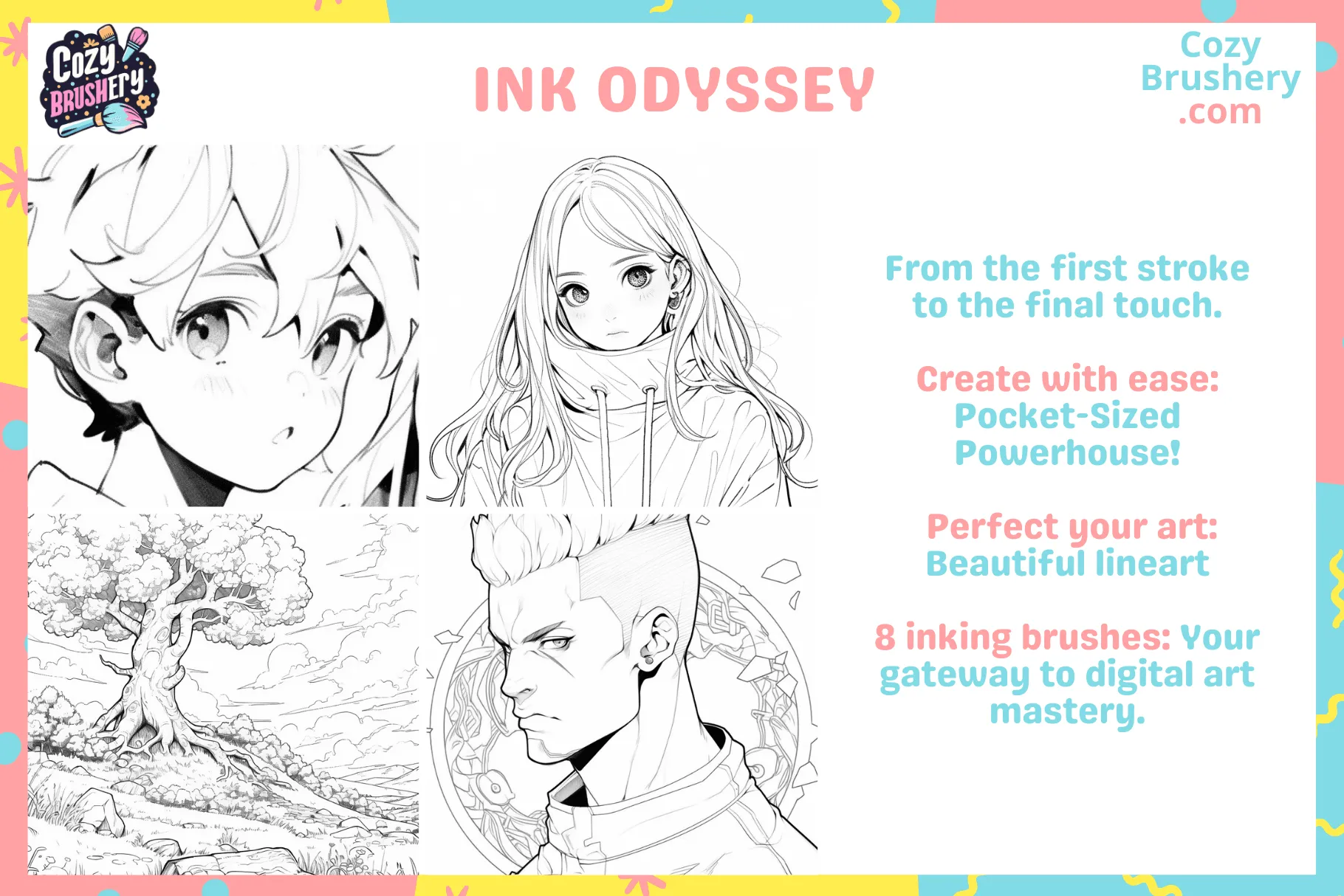 FREE Procreate LineArt Legends: 8 Free Precise Inking Brushes for Flawless Outlines