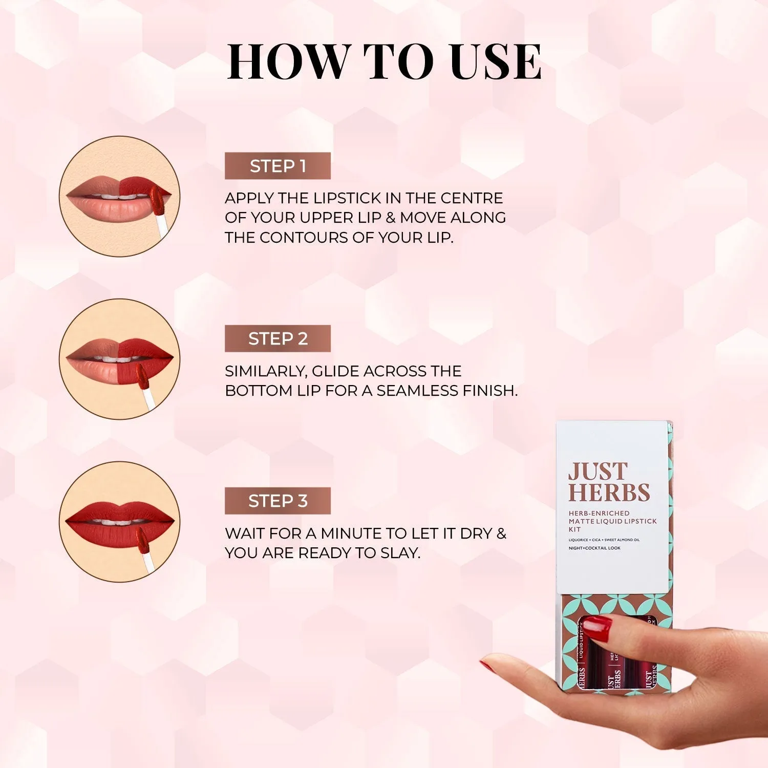 Full-Size Herb Enriched Matte Liquid Lipstick Kit-Set of 3