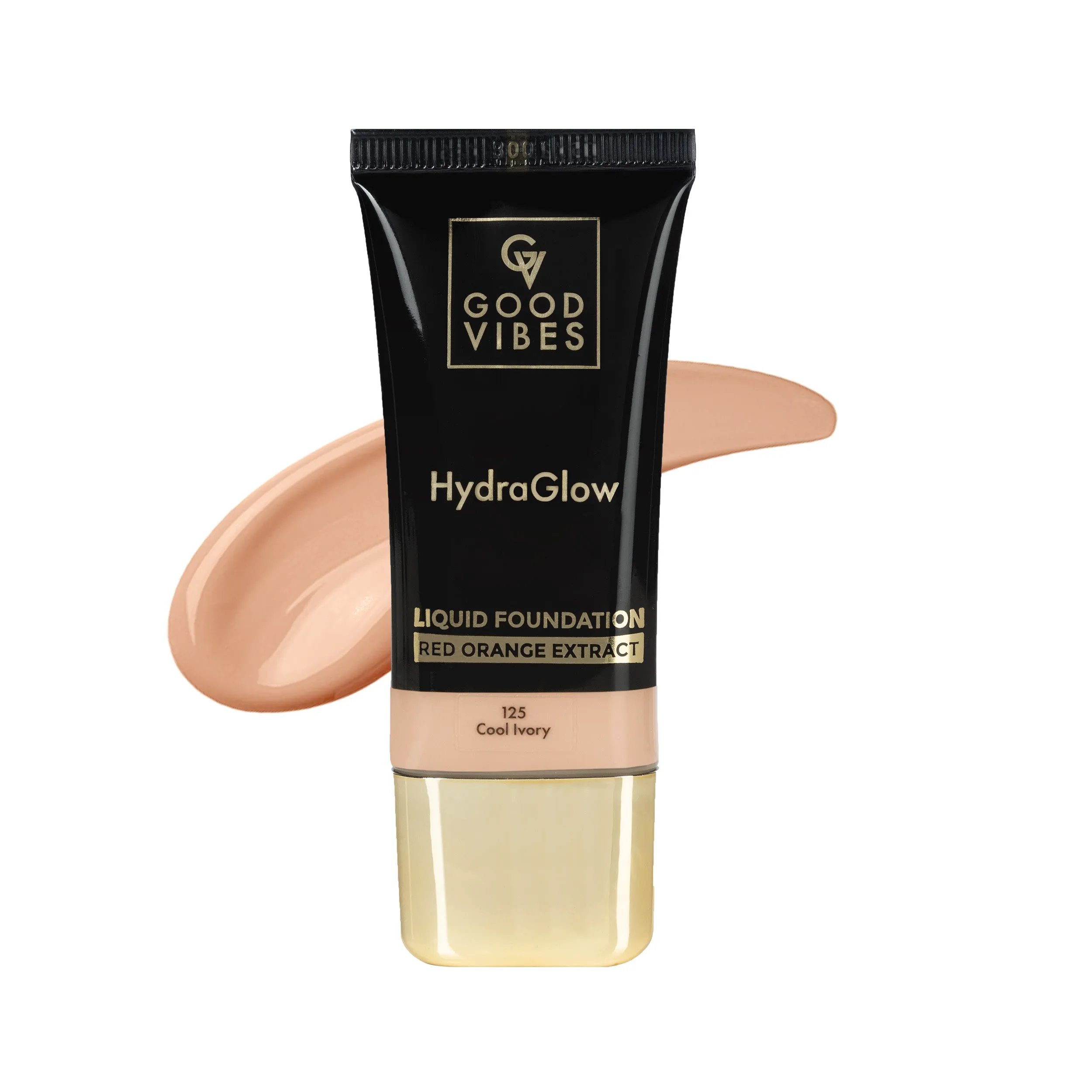 Good Vibes HydraGlow Liquid Foundation with Red Orange Extract - 125 Cool Ivory | 8  Hours Hydration | Natural to Buildable Coverage | Lightweight Comfort | Silky Smooth Finish (30ml)