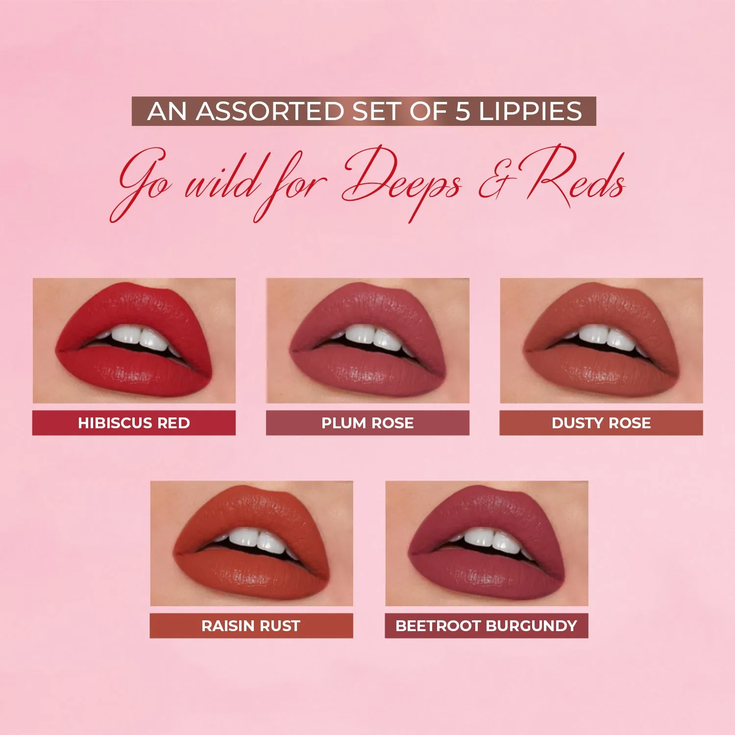 Herb-enriched Matte Liquid Lipstick Combo (Deeps & Reds   Brights & Pinks)