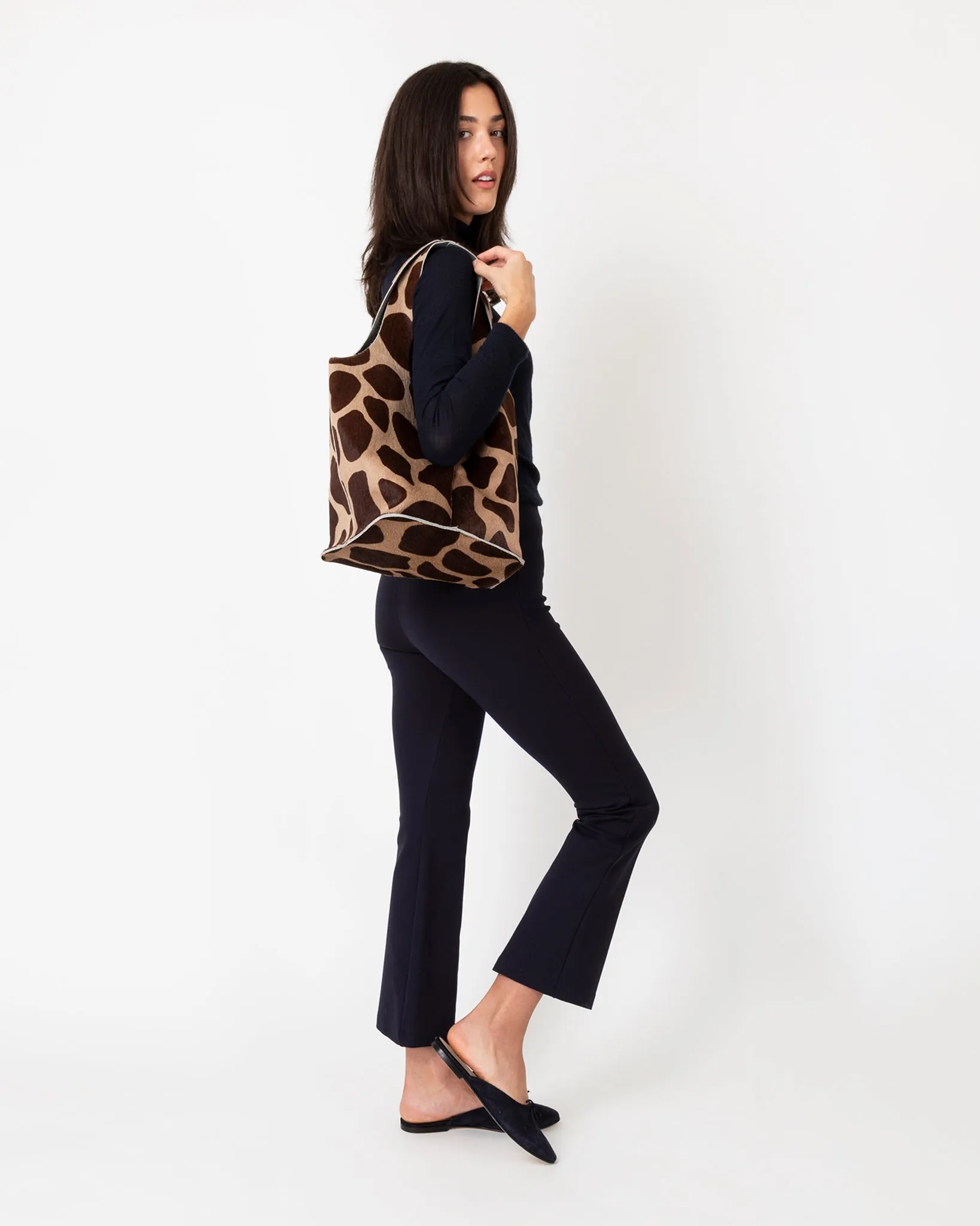 Large Paola Bucket Bag in Giraffe Calf Hair