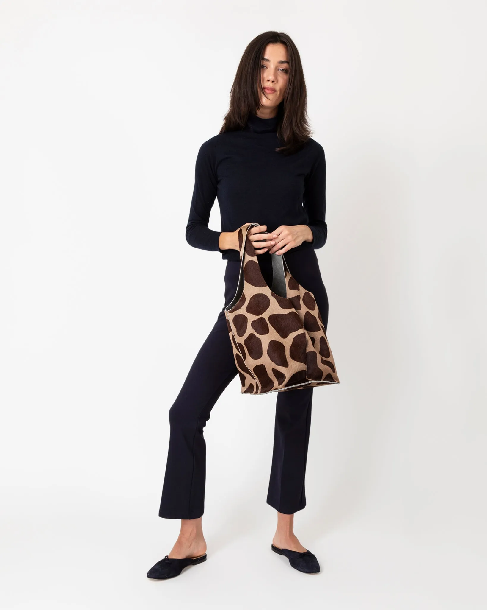 Large Paola Bucket Bag in Giraffe Calf Hair