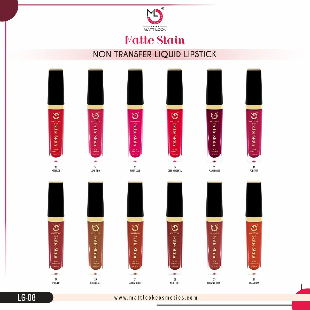 Mattlook Matte Stain Non Transfer Liquid Lipstick(6g)