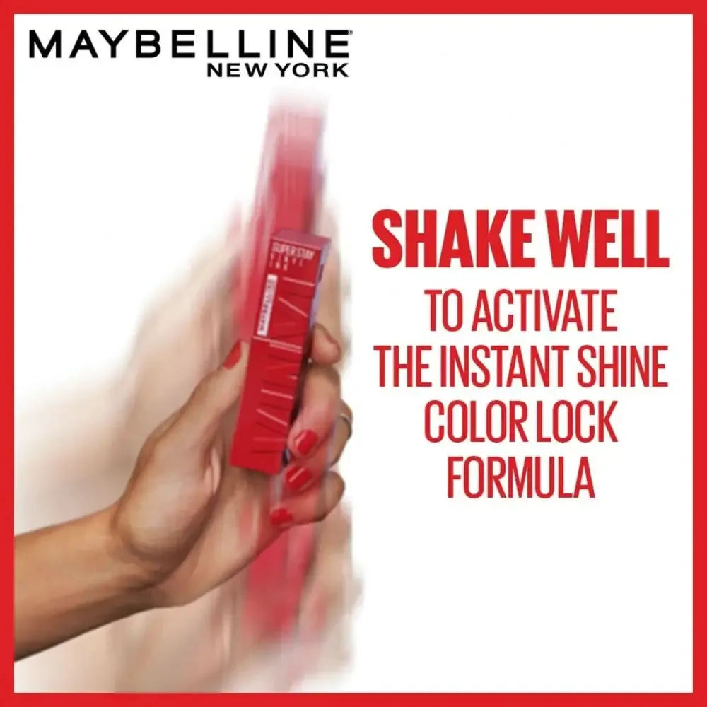 Maybelline Liquid Lipstick, High Shine Gloss, Lasts for 16 HRs, Enriched With Vitamin E & Aloe, SuperStay Vinyl Ink, Witty