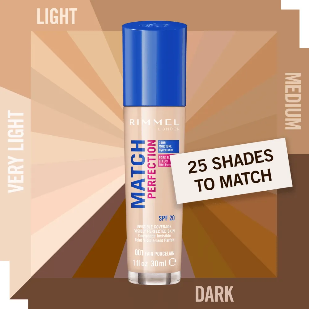 Rimmel London Match Perfection Foundation SPF20 - 10 Light Porcelain
