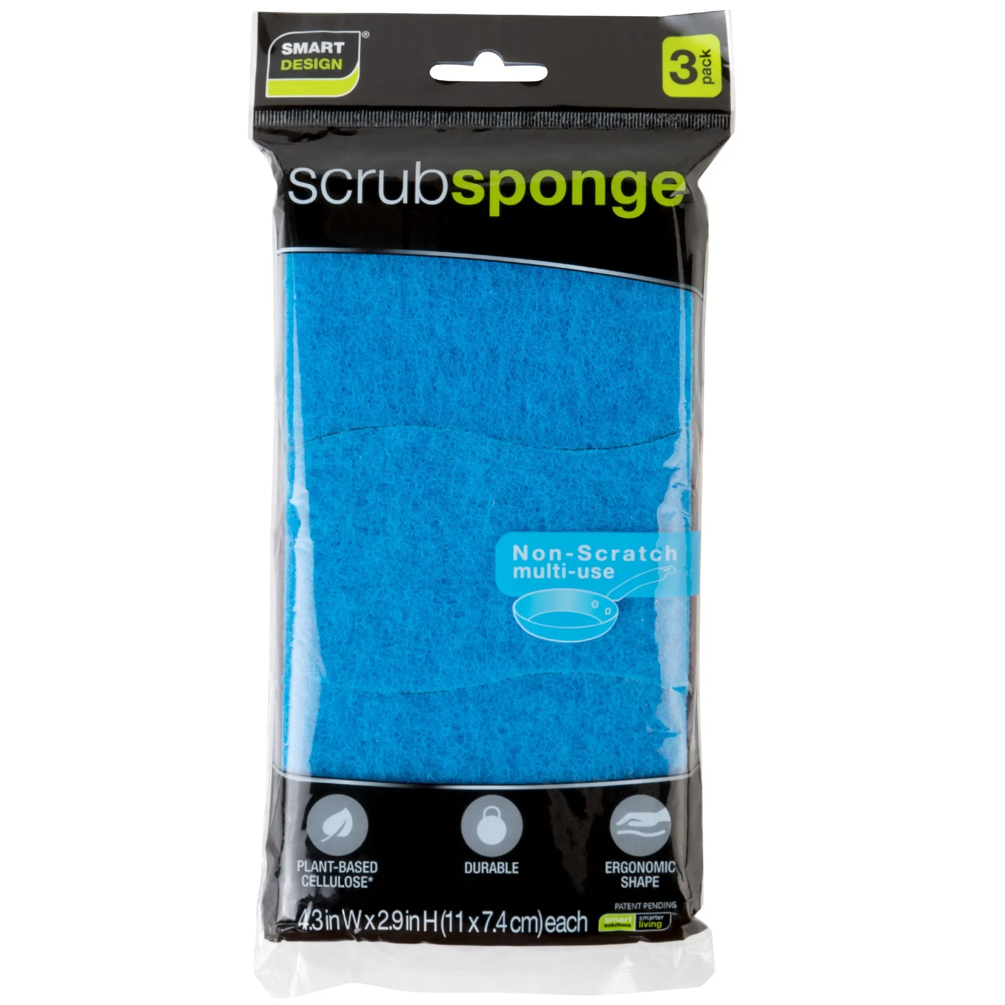 Smart Design Non-Scratch Cellulose Smart Scrub Sponge - Ultra Absorbent - Ergonomic Shape - Cleaning, Dishes, & Hard Stains