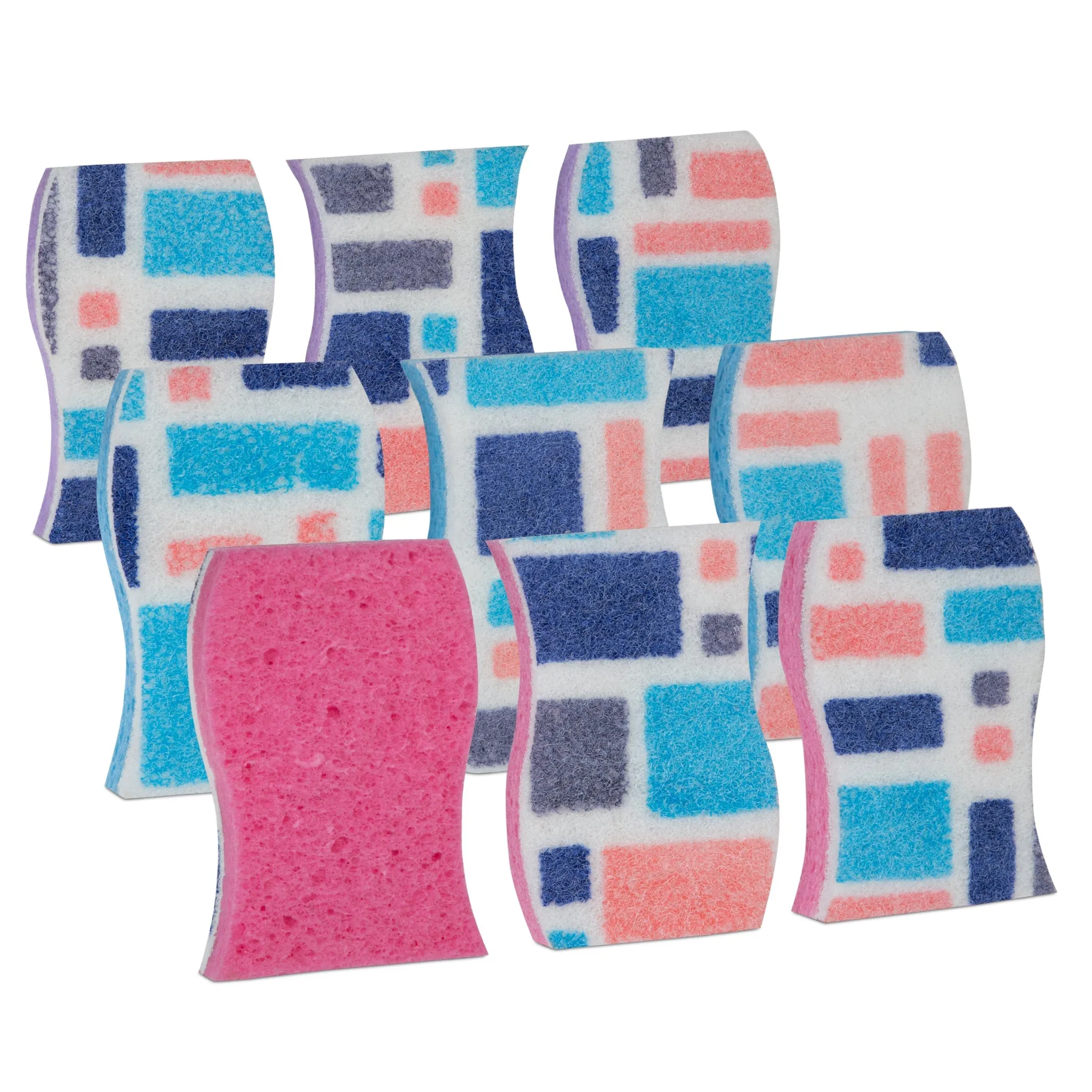 Smart Design Non-Scratch Cellulose Smart Scrub Sponge - Ultra Absorbent - Ergonomic Shape - Cleaning, Dishes, & Hard Stains