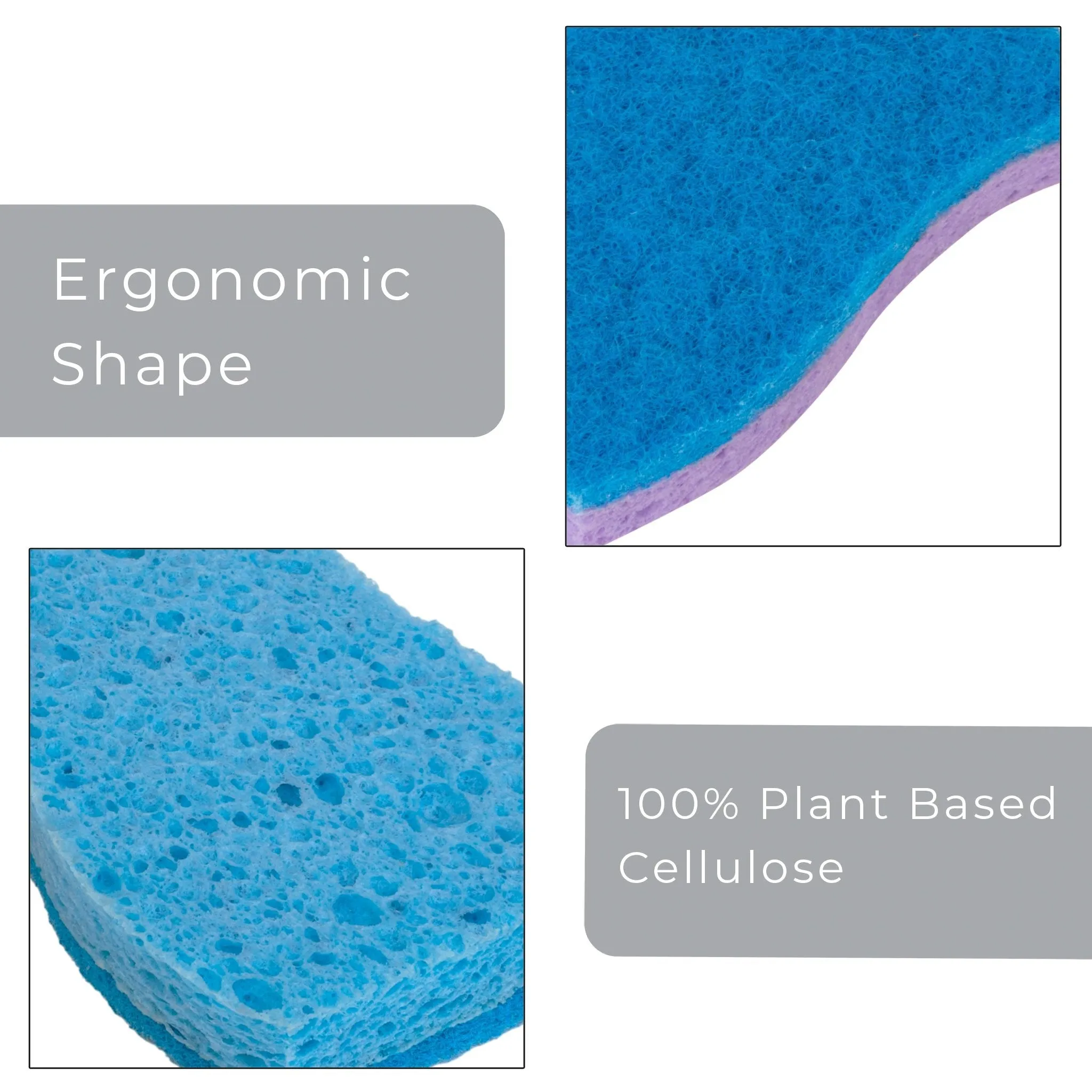 Smart Design Non-Scratch Cellulose Smart Scrub Sponge - Ultra Absorbent - Ergonomic Shape - Cleaning, Dishes, & Hard Stains
