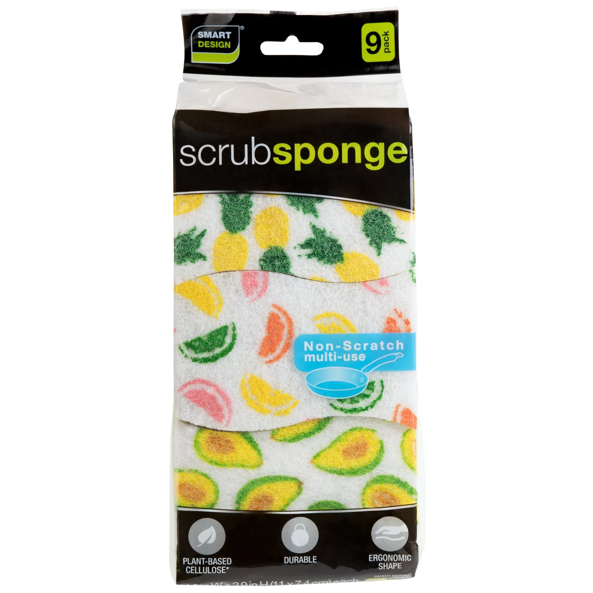 Smart Design Non-Scratch Cellulose Smart Scrub Sponge - Ultra Absorbent - Ergonomic Shape - Cleaning, Dishes, & Hard Stains