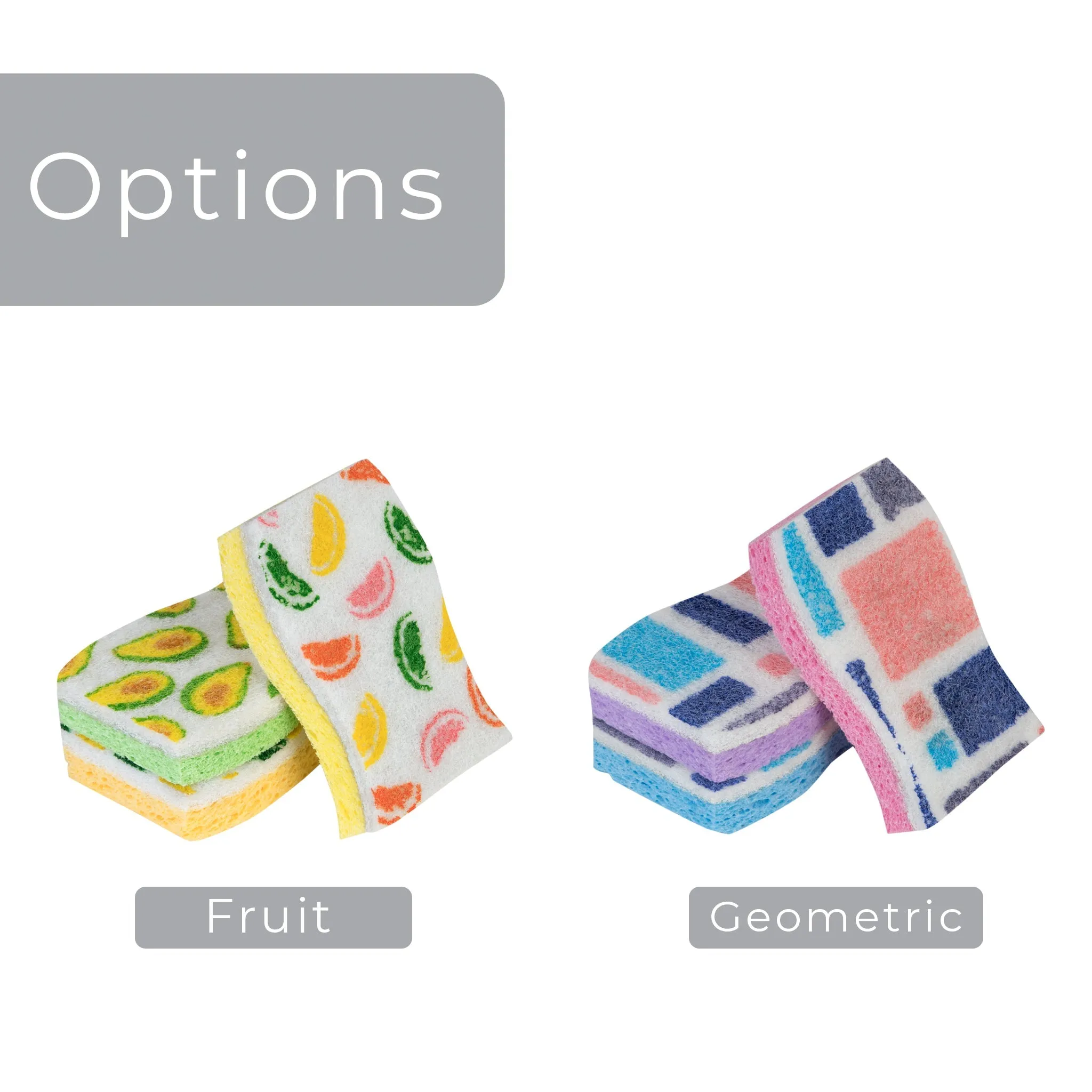 Smart Design Non-Scratch Cellulose Smart Scrub Sponge - Ultra Absorbent - Ergonomic Shape - Cleaning, Dishes, & Hard Stains
