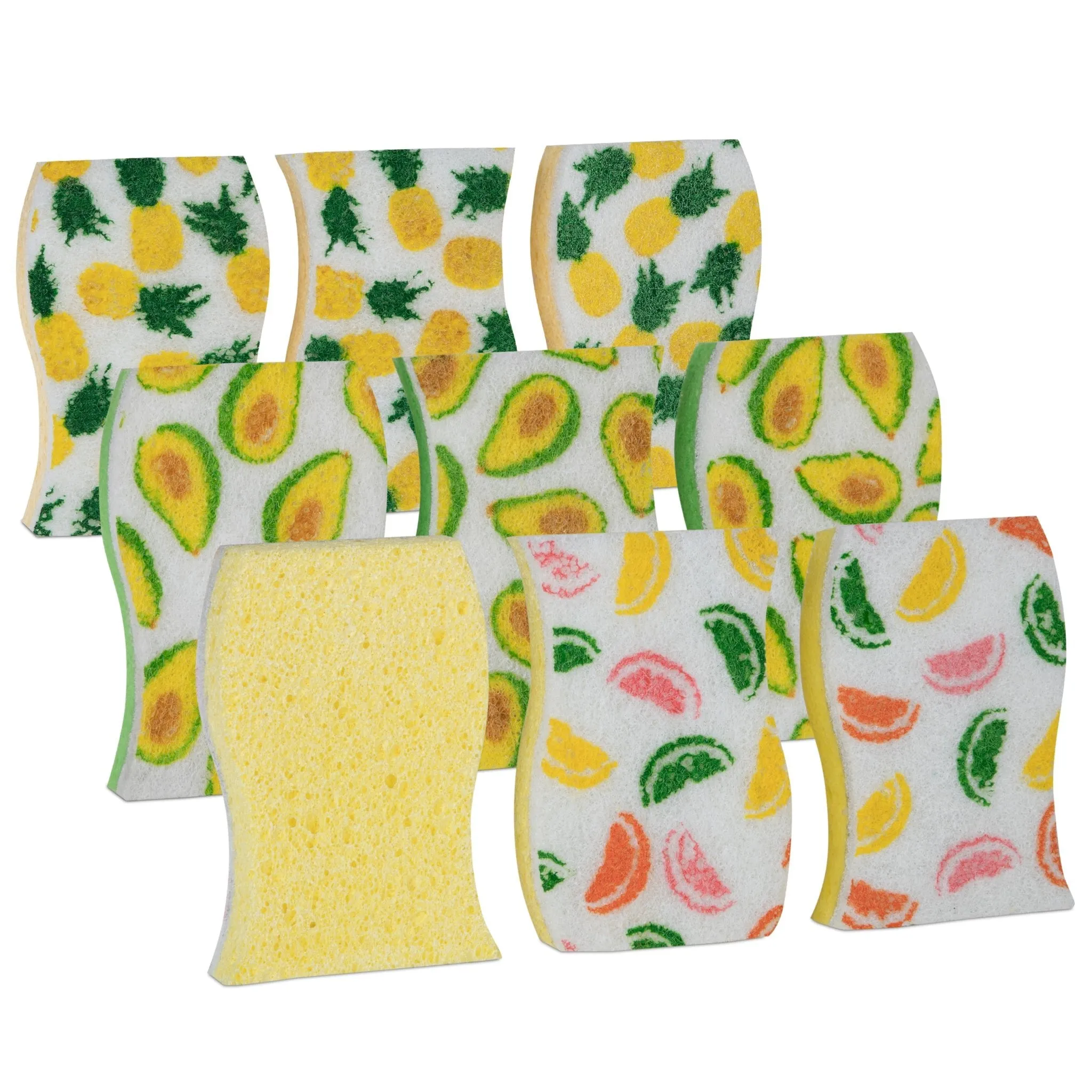Smart Design Non-Scratch Cellulose Smart Scrub Sponge - Ultra Absorbent - Ergonomic Shape - Cleaning, Dishes, & Hard Stains