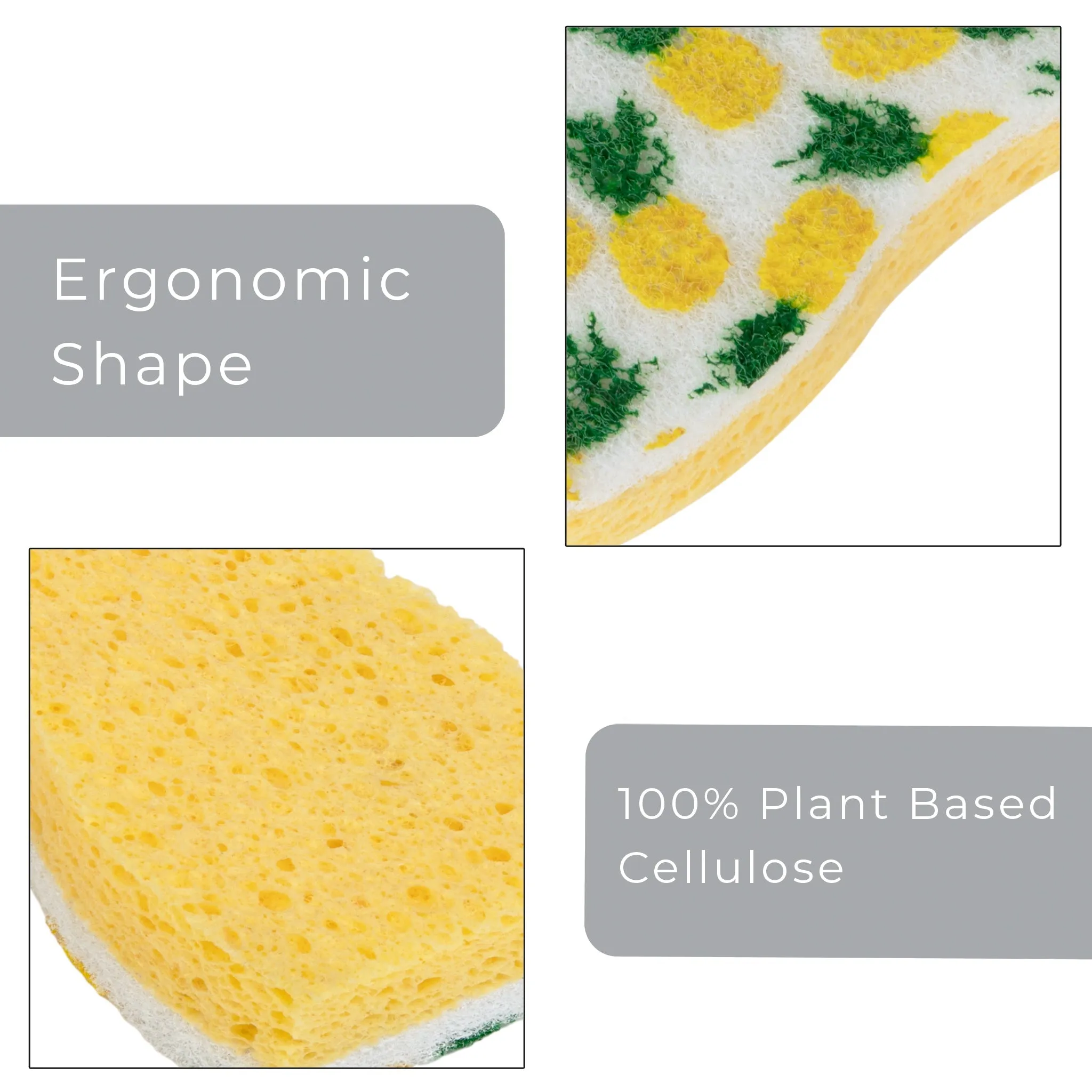 Smart Design Non-Scratch Cellulose Smart Scrub Sponge - Ultra Absorbent - Ergonomic Shape - Cleaning, Dishes, & Hard Stains