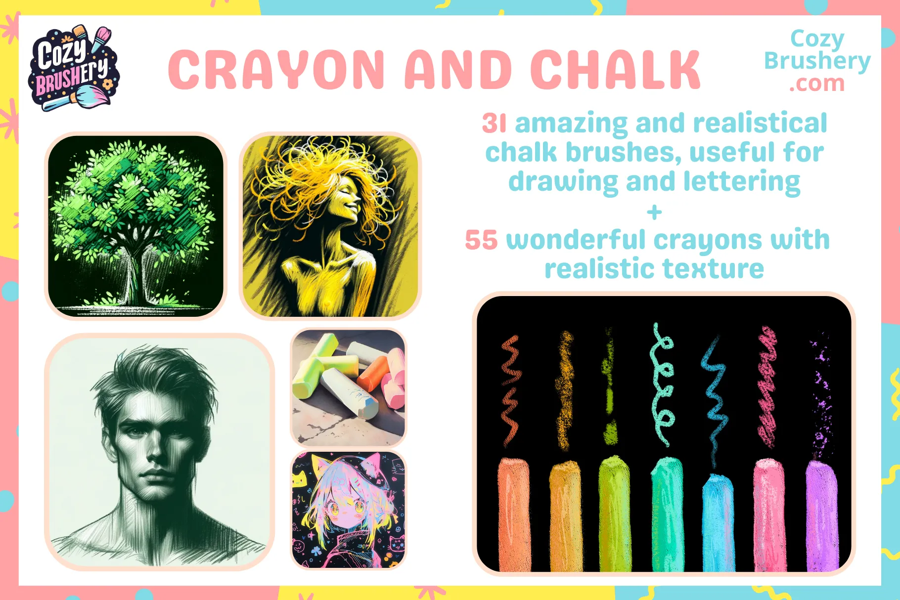 Ultimate Perfect Painter Procreate Brush Set - Oil, Chalk, Crayon, Nature, Pencil, Watercolor, Lineart